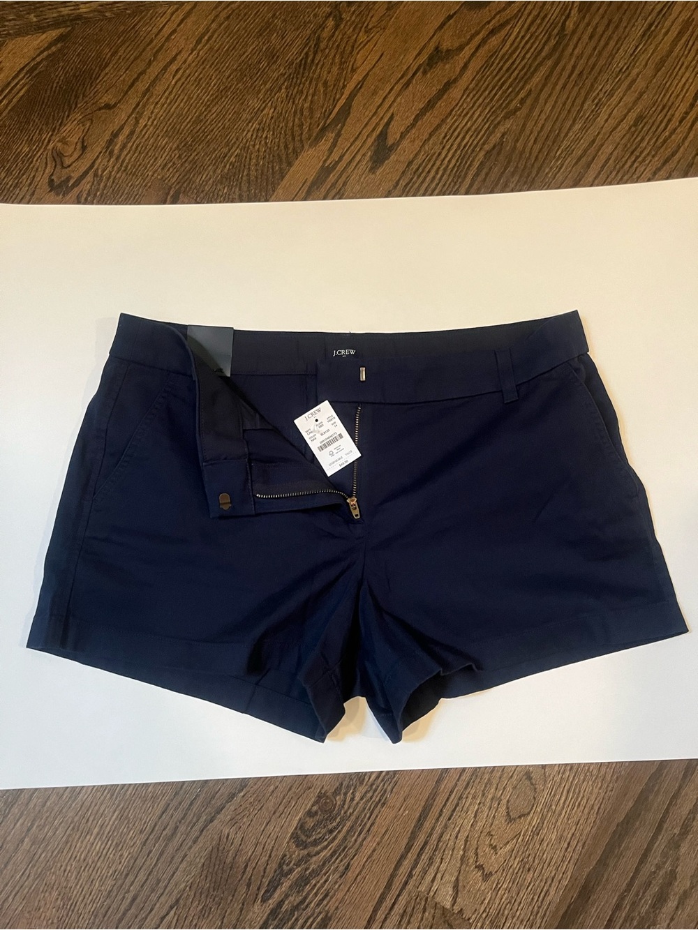 J. Crew Women's Deep Navy Stretch Cotton Shorts NWT size 14